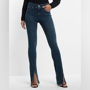 Express Skyscraper Mid Rise Front Vent Jeans • 6 LONG